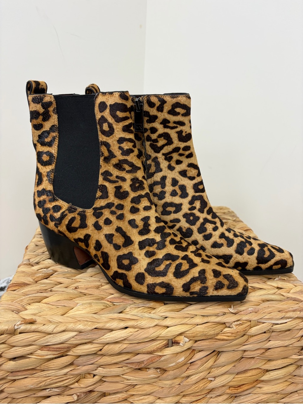 Franco Sarto Leopard-Print Chelsea Ankle Boots in Tan & Black